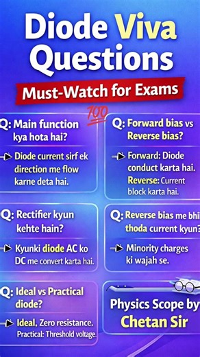 “Top 5 Diode Viva Questions ⚡ Physics Board Exam 2026 | Must-Know Answers” #shortsphysics