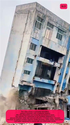 Building Demolition using Excavator with Hydraulic Breaker