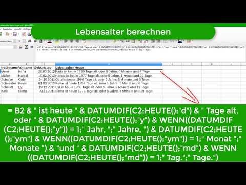 Lebensalter berechnen - LibreOffice Calc 5.3 (Deutsch)