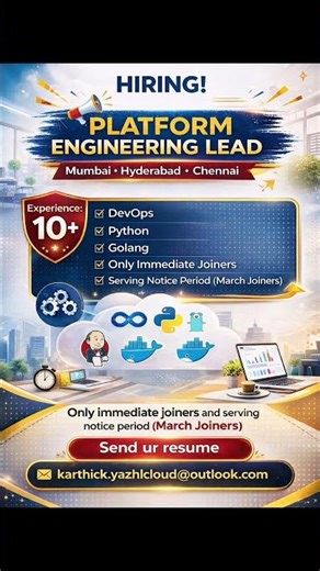 🔥 Urgent Hiring | Platform Engineering Lead | Immediate joiners
