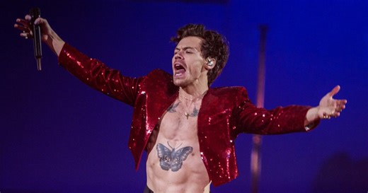 Harry Styles discos, occasionally, into the recent past