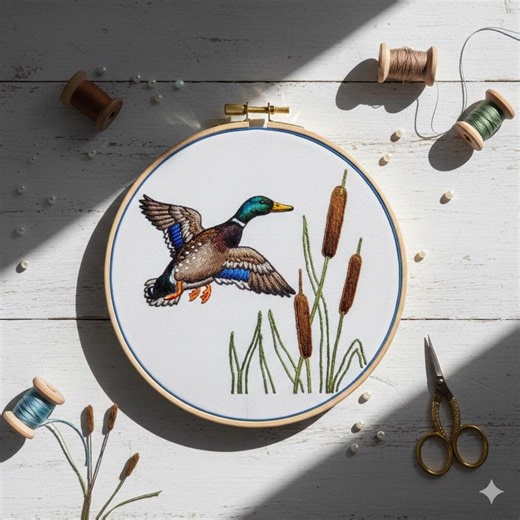 Mallard Duck Embroidery Design, Duck Bird Embroidery Template PDF File (instant Download) - Etsy