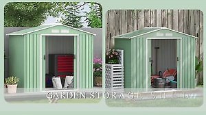Outsunny 7 x 4ft Garden Shed Storage with Foundation Kit and Vents Light Green  | eBay UK