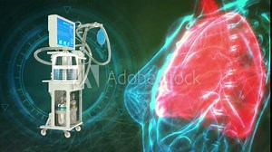 cg medicine 3D animation, lungs and ICU lungs ventilator
