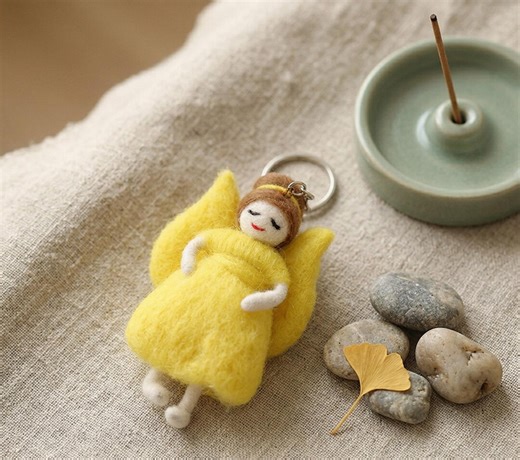 Handmade Needle Felted Angel Keychain, Wool Fairy Charm, Guardian Angel Accessory - Etsy