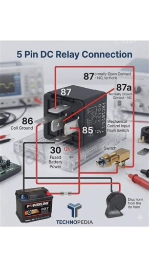 5 Pin DC Relay Connection ⚙️ #diy #shorts #relay #short