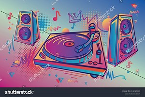 Drawn Turntable Speakers Graffiti Arrows Colorful Stock Vector (Royalty Free) 2242320661 | Shutterstock