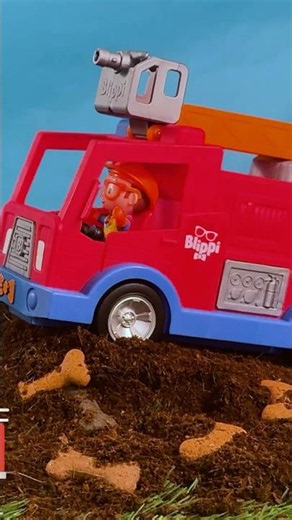 Can Blippi Help the Puppy? 🐕🔍 Finding Hidden Treats with Big Trucks! 🦴 #ToyPlay #KidsShorts