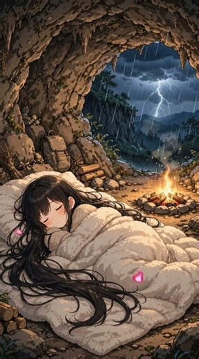 Sleeping in a Cave During Thunderstorm ⛈️ | Rain Outside, Dry & Cozy Inside | Cave Ambience