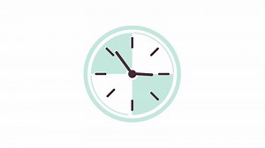 Clock ticking fast 2D object animation. Time is running out cartoon 4K , alpha channel. Clock hands moving. Deadline reminder. Counting down clockface animated flat item on white background