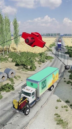 Oil Tanker, Cargo Truck, School Bus vs Flail Spinner #2