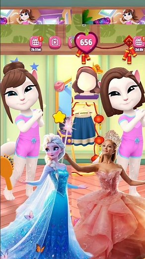 🥰 Frozen Elsa vS Wicked Glinda! Who's The Cutest| My Talking Angela 2 #shorts #frozen #wicked #viral