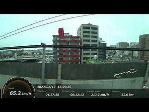 時刻・走行距離・速度計付き新幹線車窓 のぞみ28号 (博多→東京、N700aグリーン車、一部区間抜け有り、鳥飼車両基地においてドクターイエロー撮影動画)