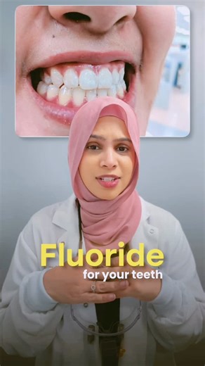 Dr. Afia Khan | Dentist on Instagram: "Fluoride works on teeth through three main mechanisms: 1. Enhances remineralization Fluoride helps redeposit calcium and phosphate into demineralized enamel, forming fluorapatite, which is more resistant to acid than hydroxyapatite. 2. Inhibits demineralization When fluoride is present on the enamel surface, it lowers enamel solubility during acid attacks, making teeth less likely to lose minerals. 3. Antibacterial effect on plaque bacteria Fluoride interfe