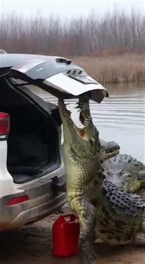 Huge Crocodile Attacks Woman — She Barely Escapes into the Trunk! #wildliferescue #shorts