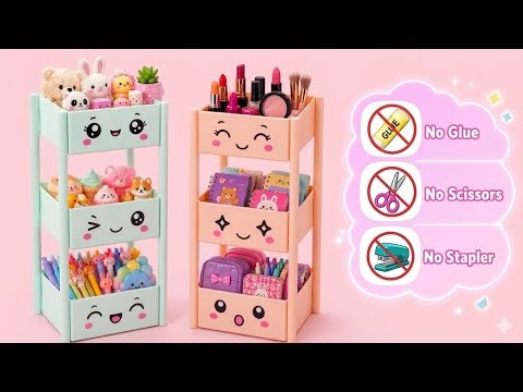 DIY Easy Origami Desk Organizer | No Glue,No Scissors |Cute Organizer |Paper Craft |School Project