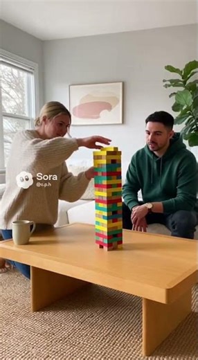 Block Tower Collapse Rabbit Reaction #bunny #jenga