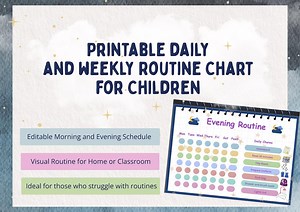 Kids Routine Chart Printable - Editable Daily Schedule (A4/US Letter) - Etsy