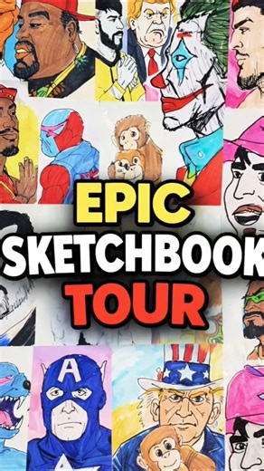 EPIC Sketchbook Tour 🇺🇸 From Captain America to The Joker! #Shorts
