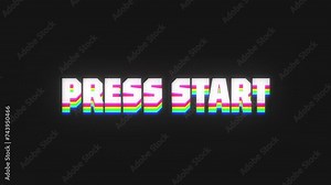 A nostalgic retro typography motion graphic with the words Press Start gaming terminology with scrolling looping colourful animation in 4k UHD 30p Stock Video