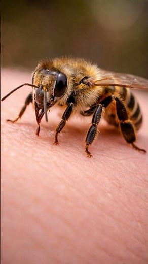 Bee STING in Extreme Close-Up! 😳🐝🩸#shorts