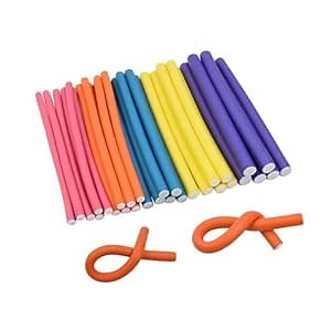30 Pieces 9.45 Inch Flexible Hair Curling Rods Soft Foam Hair Curlers Rollers No Heat Bendable Curling Rods for Short Medium Long Hair (5 Colors)