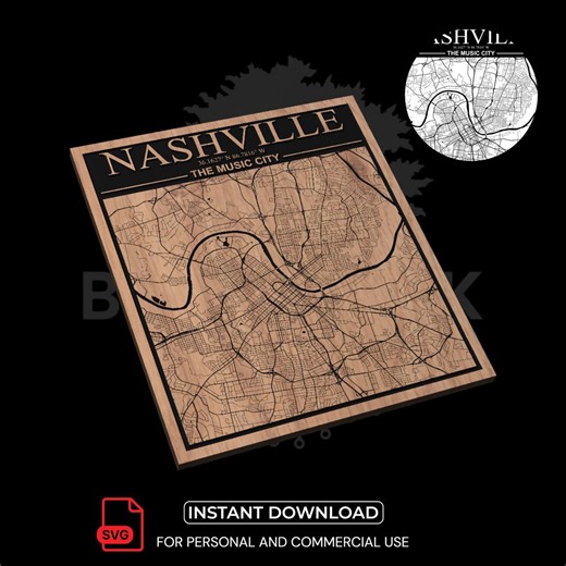 Nashville City Map SVG | Laser Cut File for CNC & Woodworking (digital Download) - Etsy