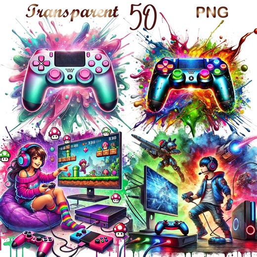 50 PNG Video Games Clipart Bundle, Gaming-themed Illustrations Designs, Instant Digital Download, Unlimited Commercial Use - Etsy