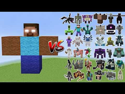 Herobrine vs All Minecraft Bosses,Wither Storm,Warden - Minecraft Mob Battle - BIG compilation