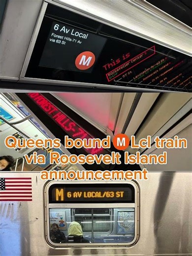 Queens bound M Lcl train via Roosevelt Island announcement