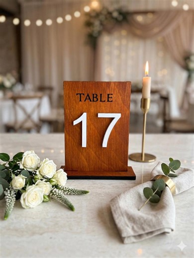 Wooden Wedding Table Numbers With Base, Rustic Wedding Decor, Table Number Signs for Reception, Dark Wood Table Decor - Etsy