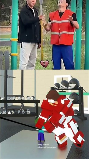 Herobirne dares JJ to try Baby Zombie’s cable machine… 😱🤣 #minecraft #shorts #sigma