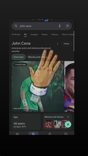 SEARCH JOHN CENA ON GOOGLE AND TAP ON THE HAND IN THE CORNER!!! #thankyoucena | Melissa Hurry