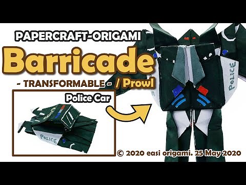 How to MAKE A BARRICADE Paper Craft / Origami THAT IS TRANSFORMABLE (requires 2 cuts)