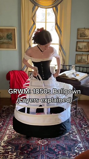 I made this for a virtual event during the you know what to raise money for the local historic house I volunteered at. The 1850s is probably my least favorite Victorian decade because of how big the skirts are. Makes doing anything annoying. #victorianfashion #costuming #victorianera
