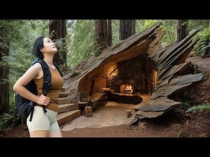 I Spent 7 Days Building A Cozy Dugout Shelter Under A Tree: Catch & Cook