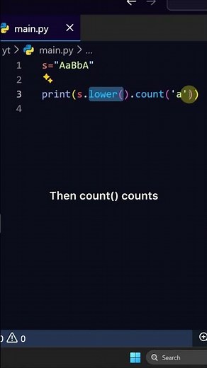 Count characters ignoring case #coding #python #programming
