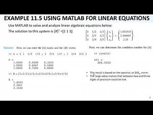 Numerical Methods Lec30 Ch11 Special Matrices6 MATLAB For Matrix Analysis And Solving Equations