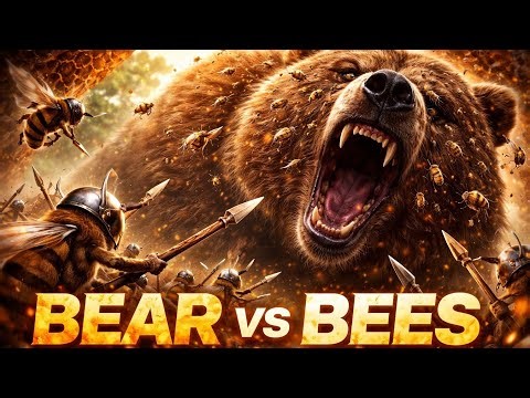 Epic Hive Defense Battle : Bee Army vs Giant Bear 🐝🐻 | AI Cinematic Survival Story