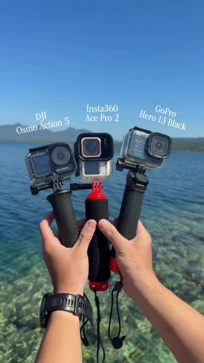 action cam underwater comparison: DJI, Insta360 versus GoPro! all shot in 4k60, unedited, no filters! these are raw colors straight out of the camera🎥 menurut mata kalian paling bagus yang mana?👀