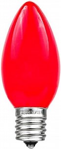 Novelty Lights 25 Pack C9 Ceramic Outdoor Christmas Replacement Bulbs, Red, E17/C9 Intermediate Base, 7 Watt