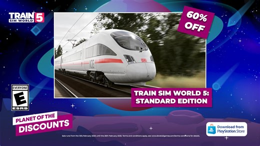Discounts that are out of this world! 🪐 The PlayStation Planet of the Discounts Sale is running 12th-26th Feb. It's your LAST CHANCE to grab the Caltrain branded content with a huge 80% off. Discover more via 🔗 https://bit.ly/PS-Planet-of-the-Discounts-TSW-a | Train Sim World
