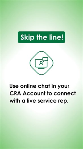 Canada Revenue Agency on Instagram: "Want to speak with one of our reps? Get faster help by chatting with them live online! Access the chat through your CRA account, link in bio. [Video description: A list of things you can get answers about through the online chat tool, in your CRA Account, such as personal income tax, benefits, ordering forms, and more.] #EasyPeasy #CdnTax"