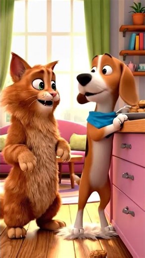Hilarious 3D Cat vs Dog Chaos! 🐱🐶 Pixar-Style Fun! #cat #funny