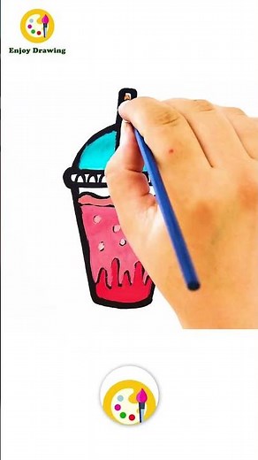 BUBBLE TEA Drawing: How to Draw BOBA BUBBLE TEA EASY for Beginners | ENJOY DRAWING