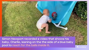 77K views · 11 reactions | This 10-month-old put himself in a dangerous situation by accidentally getting trapped under a baby pool. | Audacy | Facebook