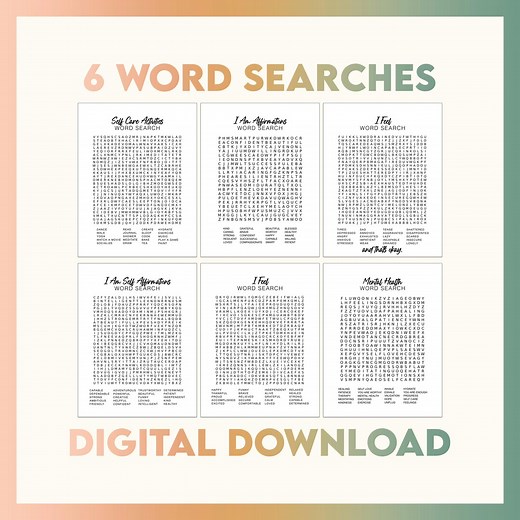 Mental Health Word Search: Self-care & Affirmations (digital Download) - Etsy