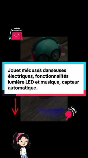 Jouet méduses danseuses électriques, fonctionnalités lumière LED et musique, capteur automatique d'obstacles, compagnon interactif pour le ventre bébé.