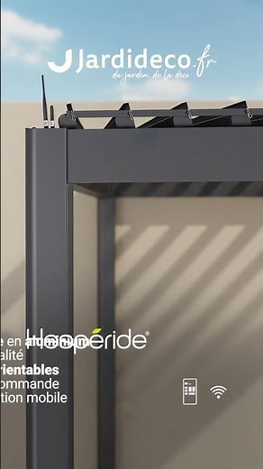 Pergola Hespéride bioclimatique et électrique modèle Evora Graphite 4 x 3 m | Jardideco.fr