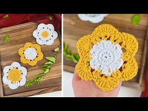 CROCHET FLOWER COASTER PATTERN // How to Crochet a Flower Coaster for Beginners